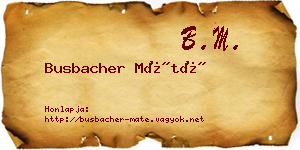 Busbacher Máté névjegykártya
